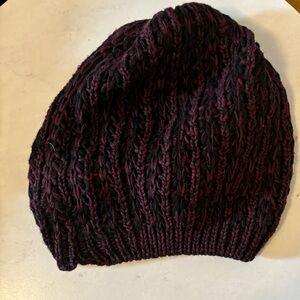 Black and pink knit beanie